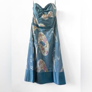 Tracy Reese Strapless Dress - Blue and White Floral